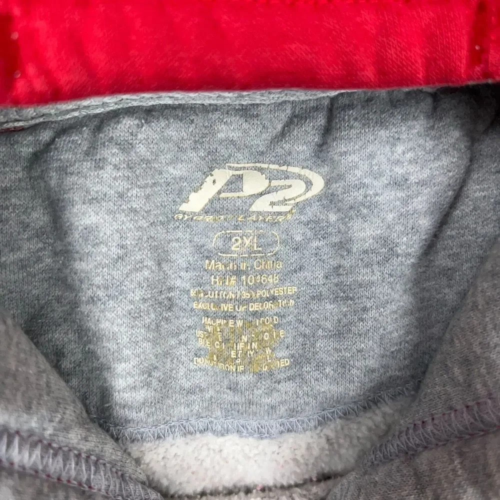 Maryland Terrapins Hoodie Men 2XL Gray Red Hooded Pullover Sweatshirt Pro Player